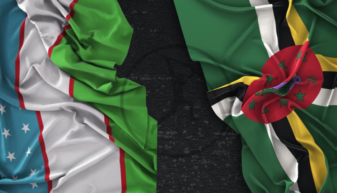 Dominica Flag Vintage on a Grunge Black Chalkboard With Space For Text